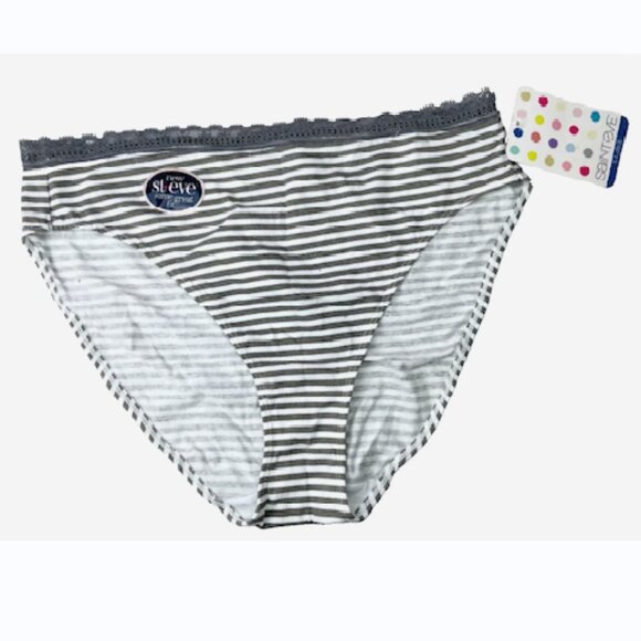 Saint Eve Intimates Hi-Cut Panties Grey White Striped XL NWT Soft Stretch - Picture 1 of 4